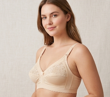 Roshmelle Capri Everyday Comfort Bra – Non-Wired Full Coverage Lace Panel Bralette