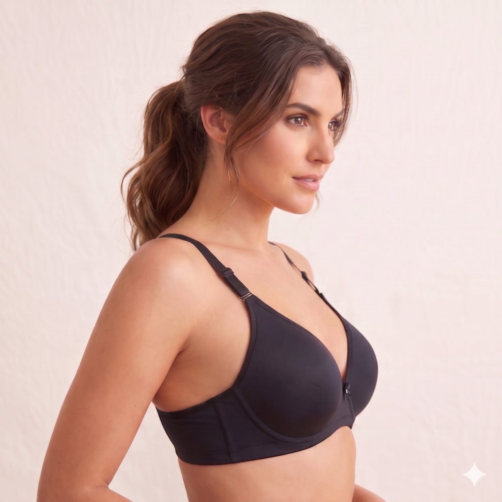 Roshmelle Seamless Padded Contour T-Shirt Bra | Black