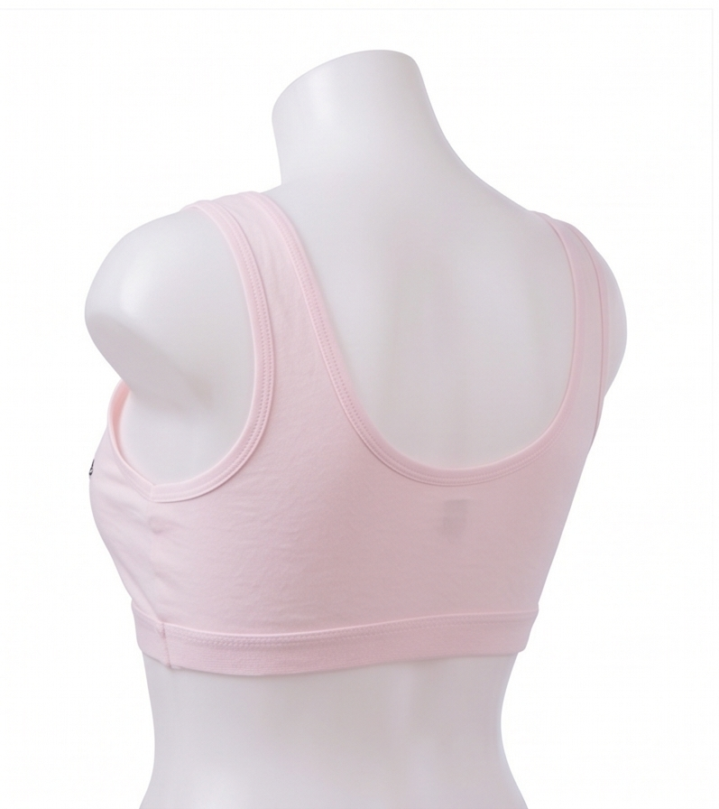 Roshmelle "Cute" Embroidered Cotton Sports Bra Set for Teen Girls & Women | Wire-Free Seamless Comfort Training Bra, Lightweight Daily Bralette, Gym Lounge (Pink, Grey, Peach, White)
