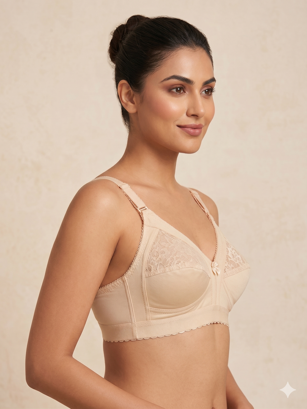 Roshmelle Capri Everyday Comfort Bra – Non-Wired Full Coverage Lace Panel Bralette
