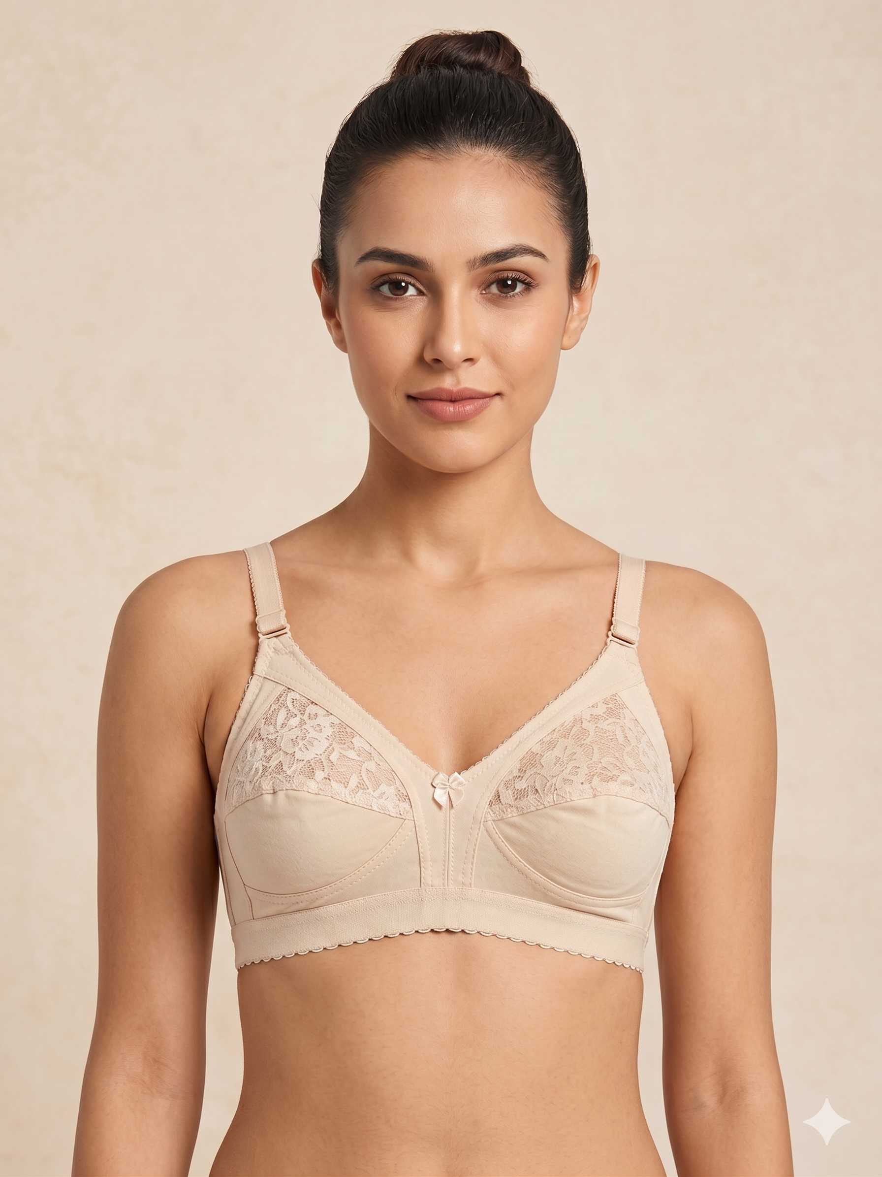 Roshmelle Capri Everyday Comfort Bra – Non-Wired Full Coverage Lace Panel Bralette