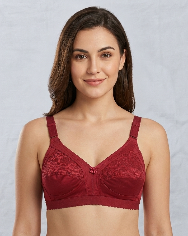 Roshmelle Capri Everyday Comfort Bra – Non-Wired Full Coverage Lace Panel Bralette