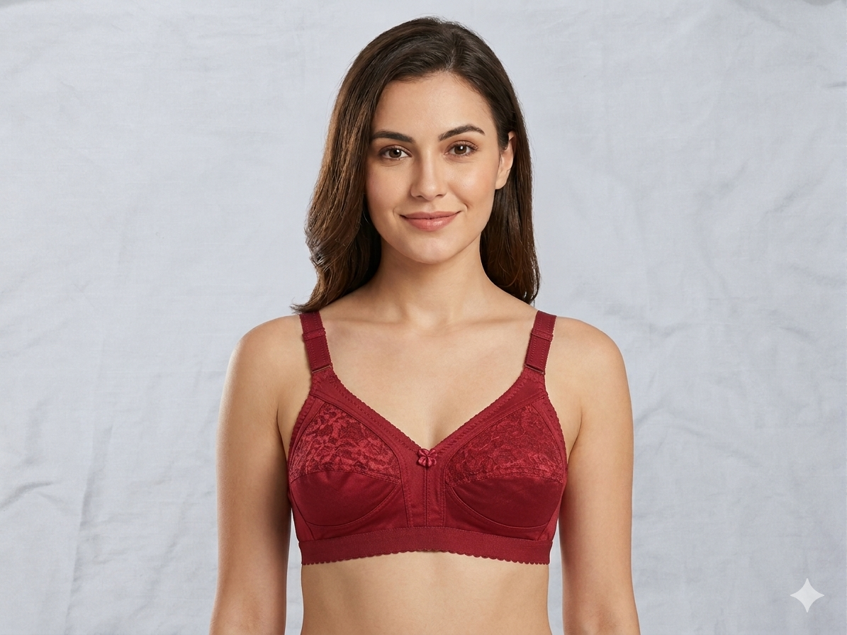 Roshmelle Capri Everyday Comfort Bra – Non-Wired Full Coverage Lace Panel Bralette