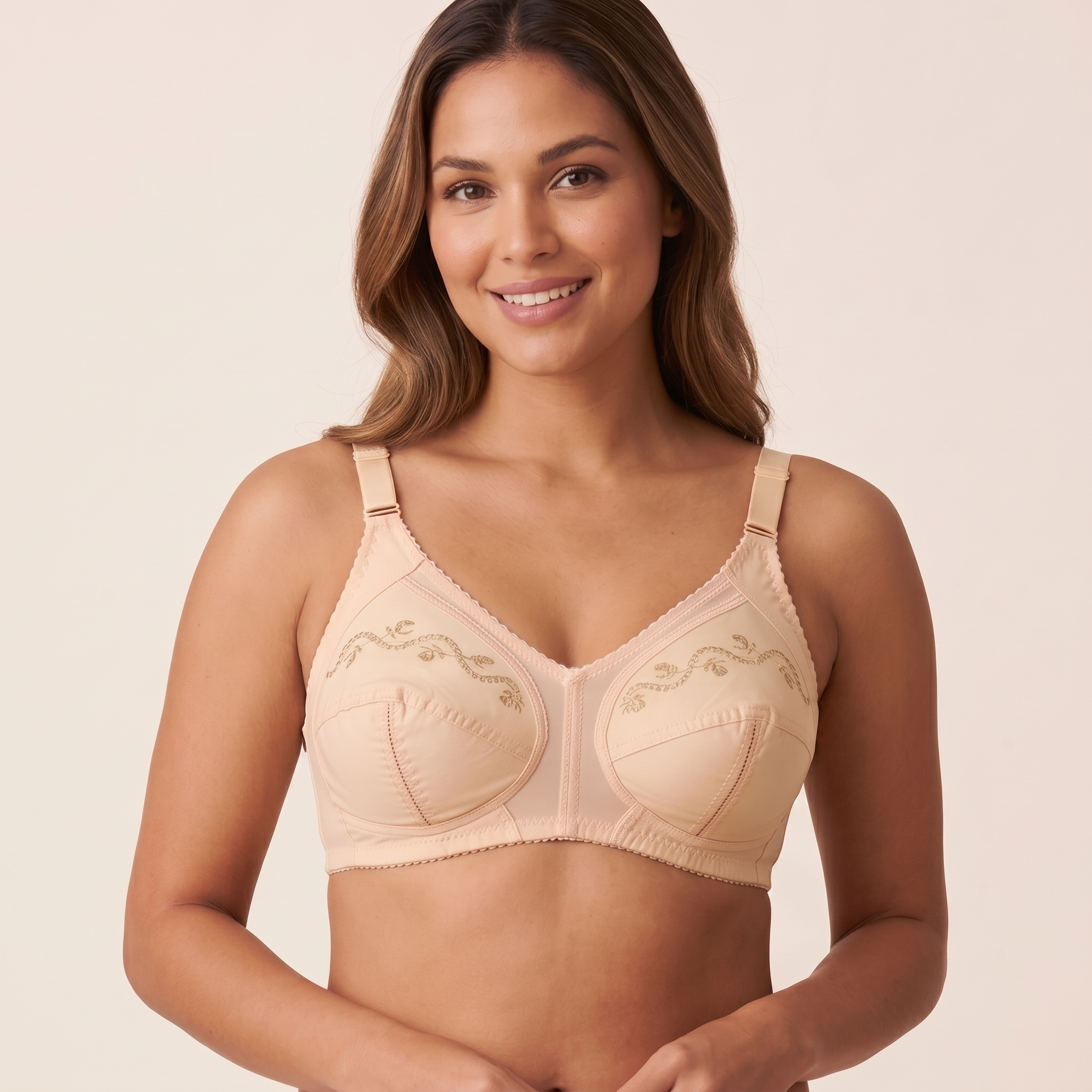 Roshmelle Floral Embroidered Cotton Bra