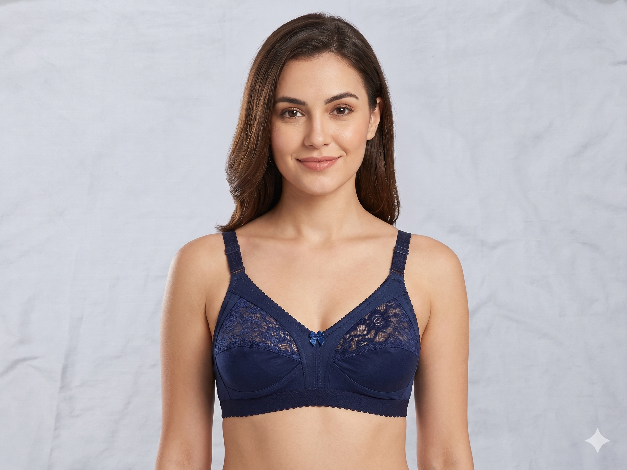 Roshmelle Capri Everyday Comfort Bra – Non-Wired Full Coverage Lace Panel Bralette