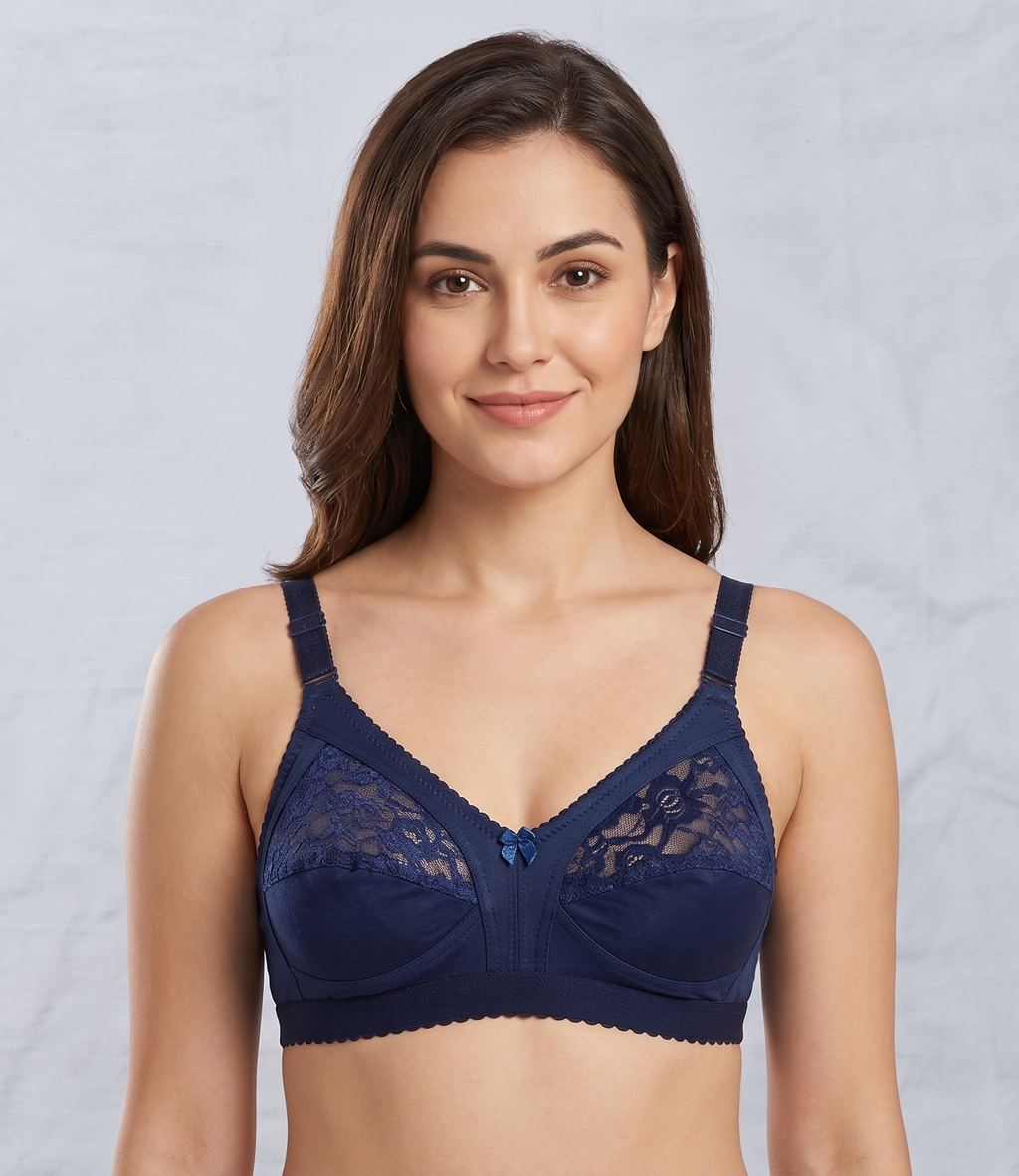 Roshmelle Capri Everyday Comfort Bra – Non-Wired Full Coverage Lace Panel Bralette
