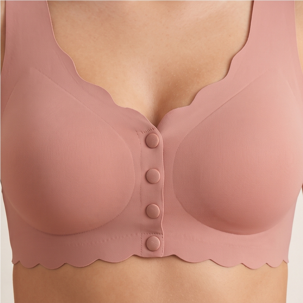 Roshmelle Seamless Scalloped Comfort Bra - Pink