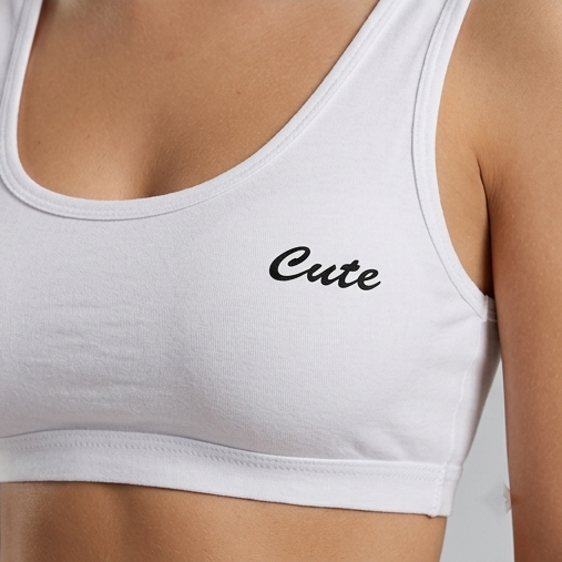 Roshmelle Cute Teen Sports Bra | White