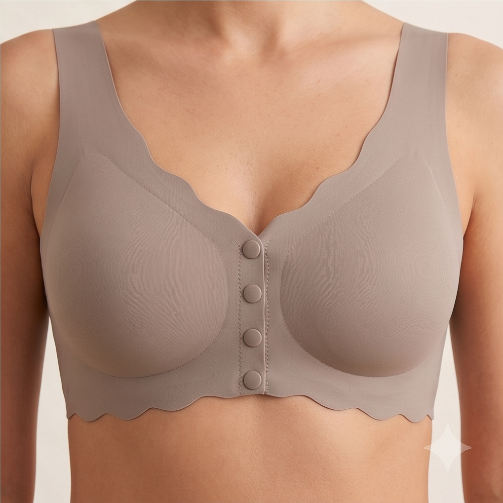 Roshmelle Seamless Scalloped Comfort Bra - Beige