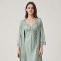 Roshmelle Serene Sage 3-Piece Premium Luxury Nighty Nightgown Sleepwear Set Ensemble & Elegent Robe with Matching Panty