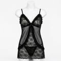 Roshmelle Sheer Mesh Babydoll Nightwear Set