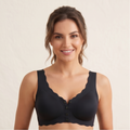 Roshmelle Seamless Scalloped Comfort Bra - Black