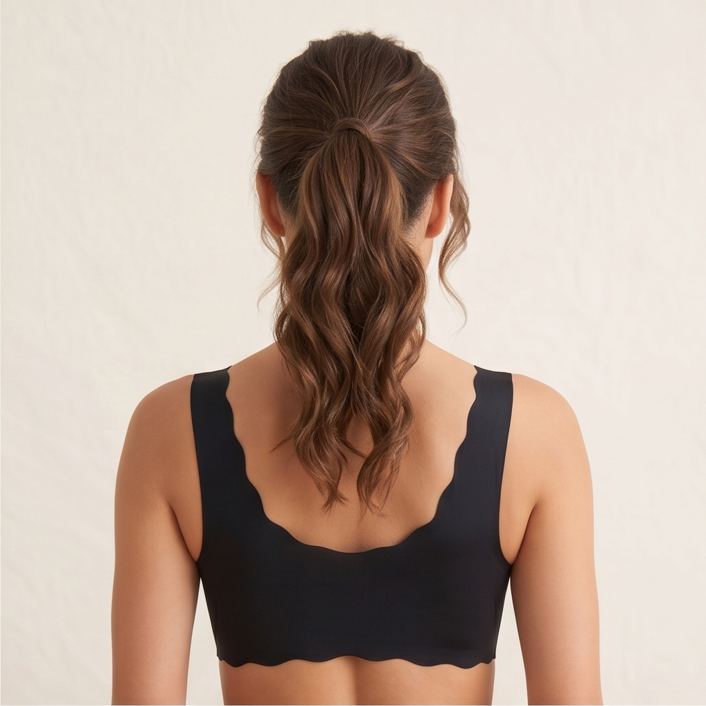 Roshmelle Seamless Scalloped Comfort Bra - Black