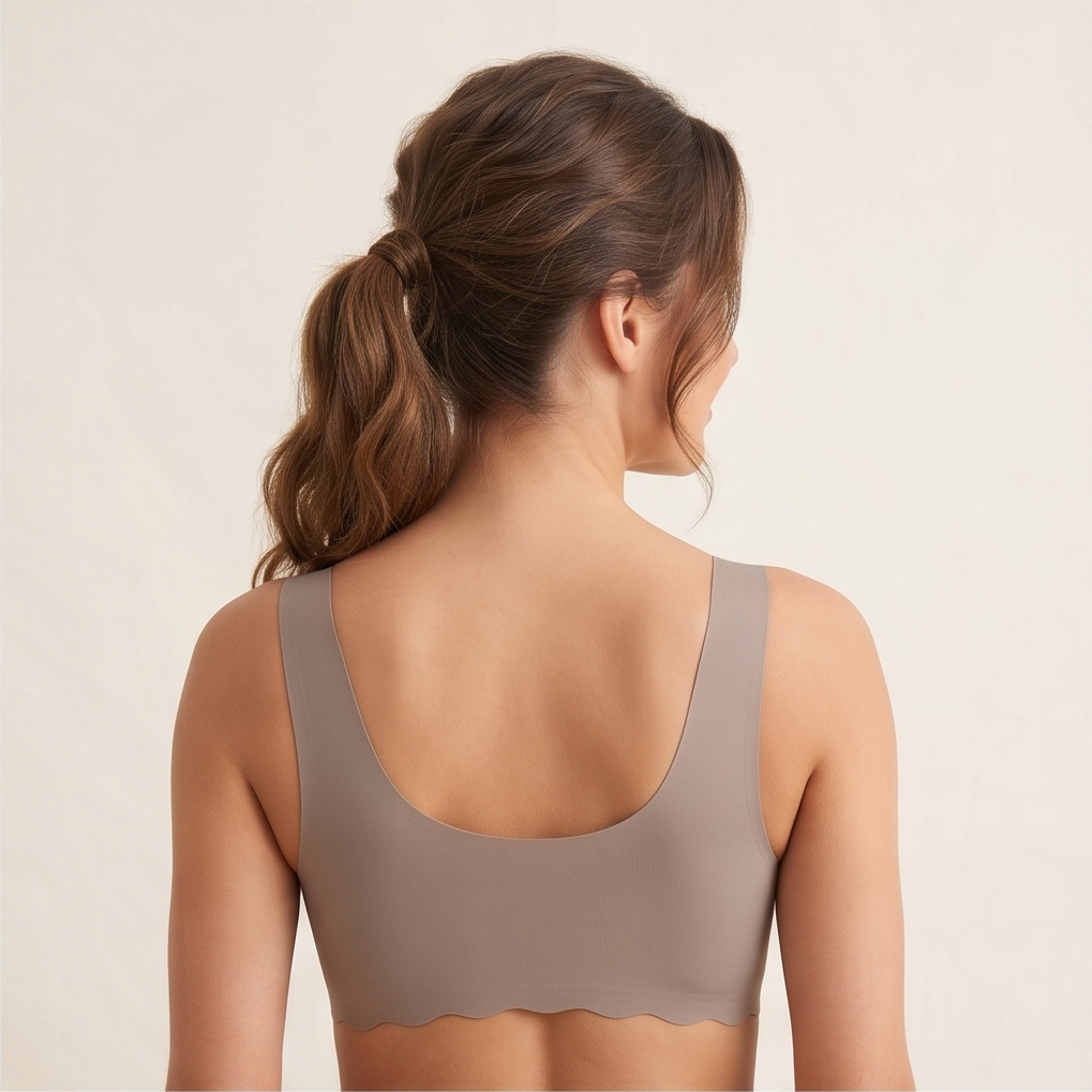 Roshmelle Seamless Scalloped Comfort Bra - Beige