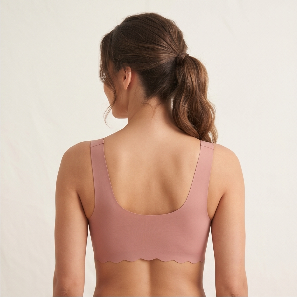 Roshmelle Seamless Scalloped Comfort Bra - Pink
